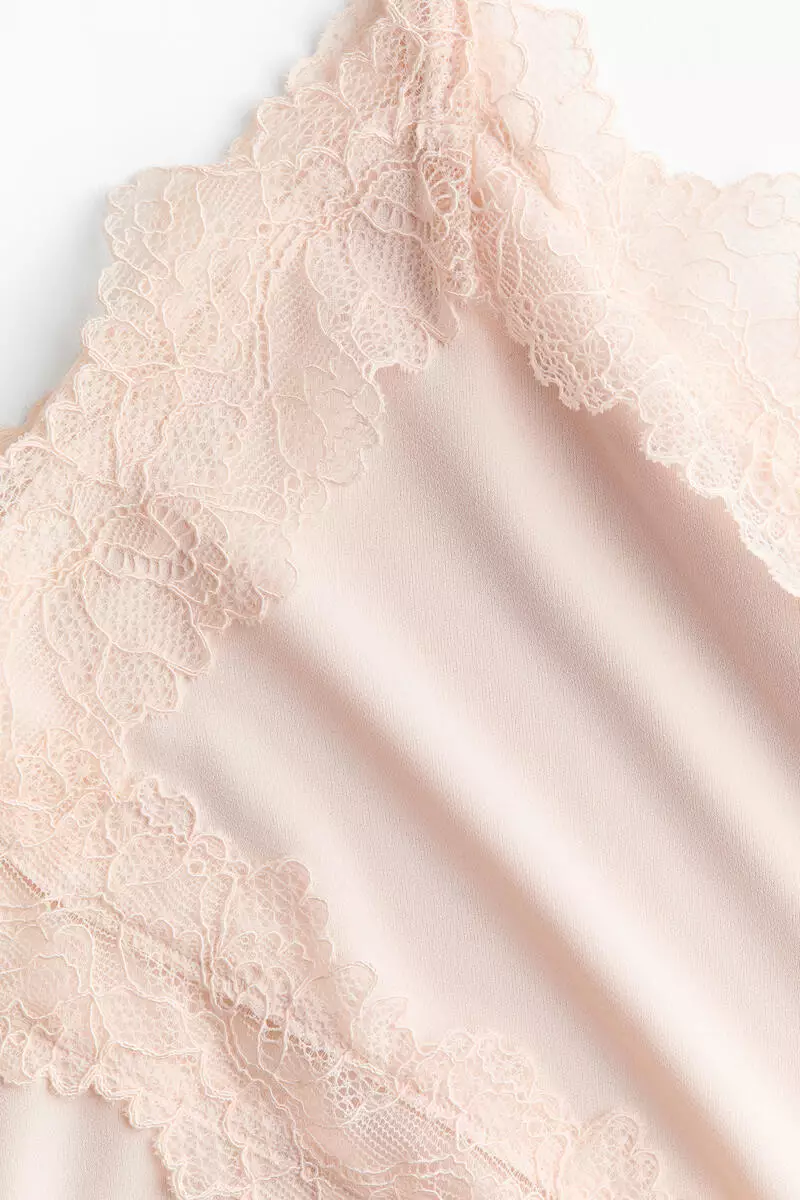 Lace-trimmed Ponte-di-Roma strappy top