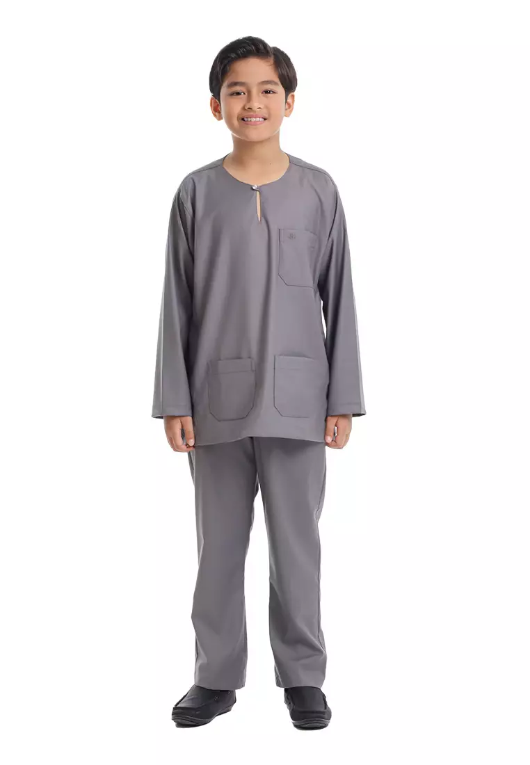 Forest x Hatta Dolmat Baju Melayu Teluk Belanga Budak - FK24104BM-03DkGrey