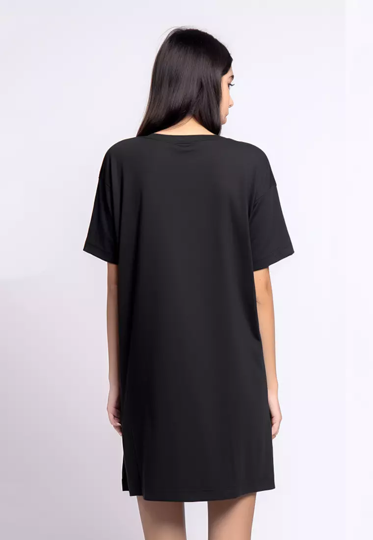 Dress hitam pink clearance