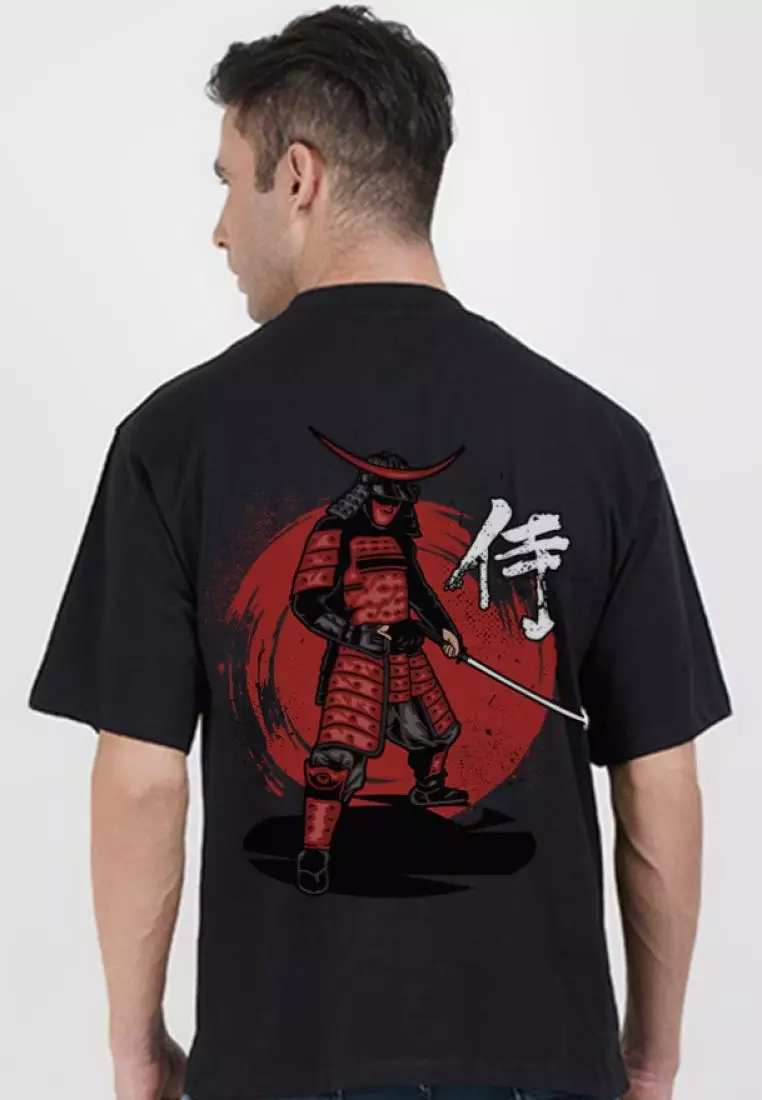 Oversized Samurai  Sword Black Cotton Short Sleeve Essential T-Shirt