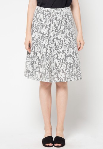 Two Tone Lace Panel Skirt