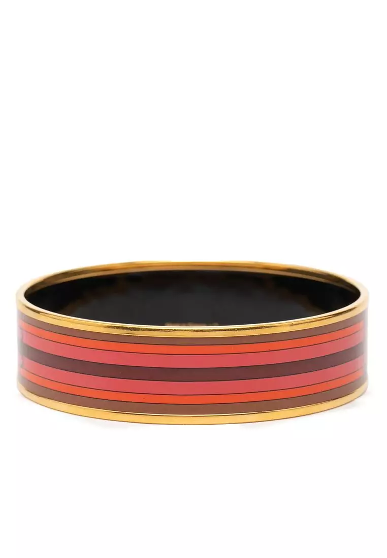 Pre-Loved Hermès Wide Printed Enamel Bangle 65