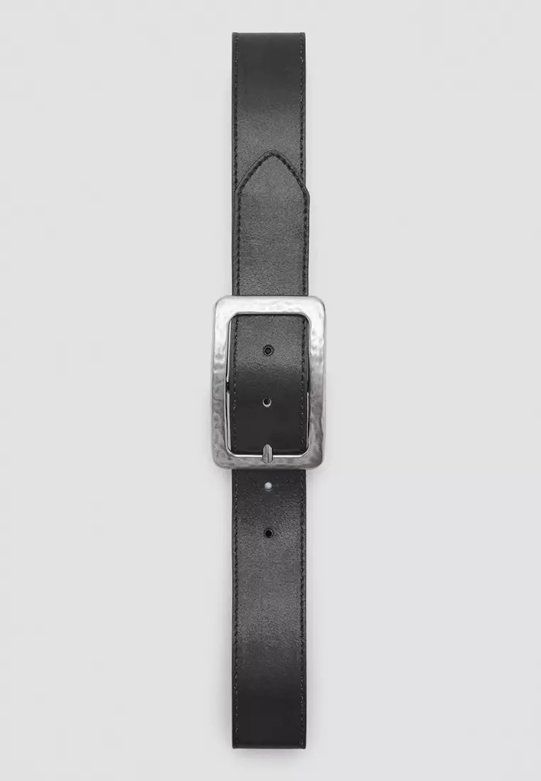 Textured Square Buckle Belt