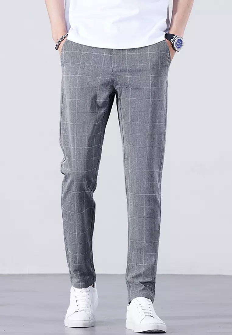 Checked Slim Fit Suit Pants