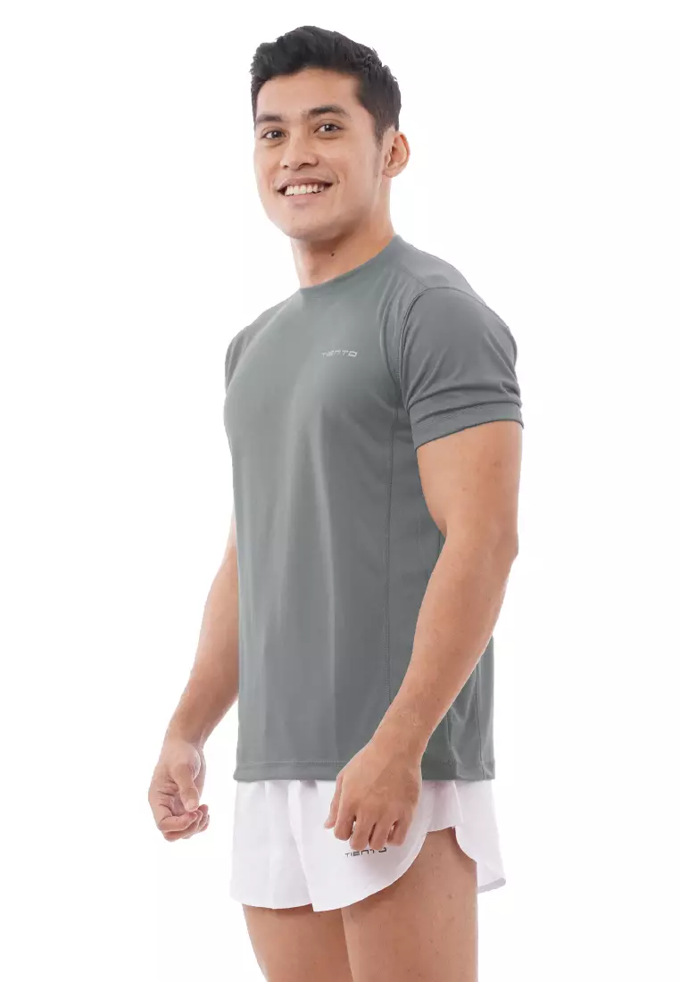 Tiento Kaos Dry Fit Men Grey Baju Olahraga Lari Pria