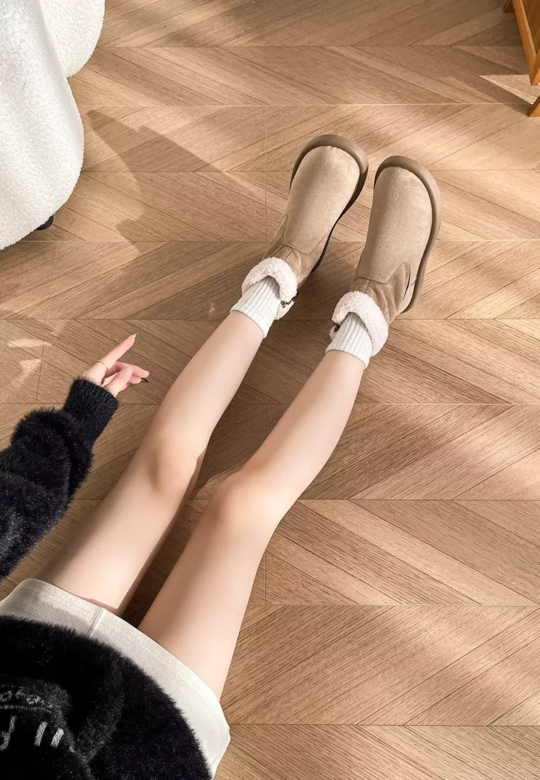 Zipper Suede Mid Snow Boots WW3557-3