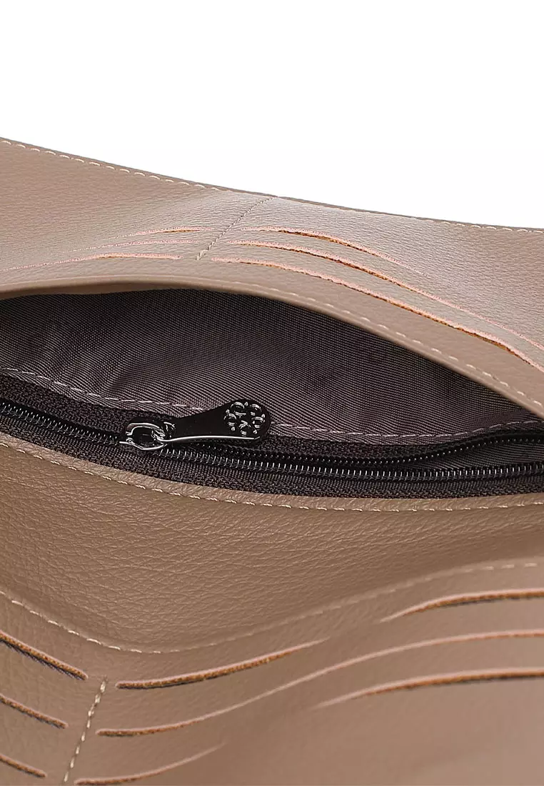 2 In 1 Long Purser with Coin Purse - Khaki