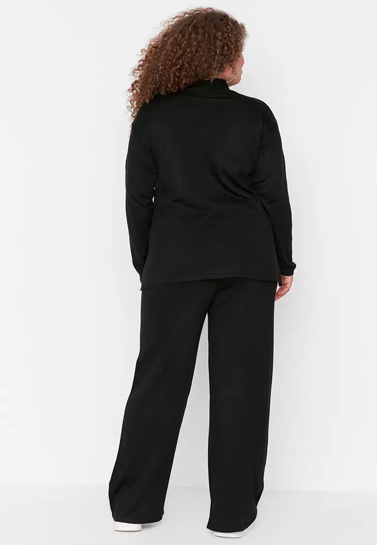 Plus Size Cut Out Top & Elastic Pants Set