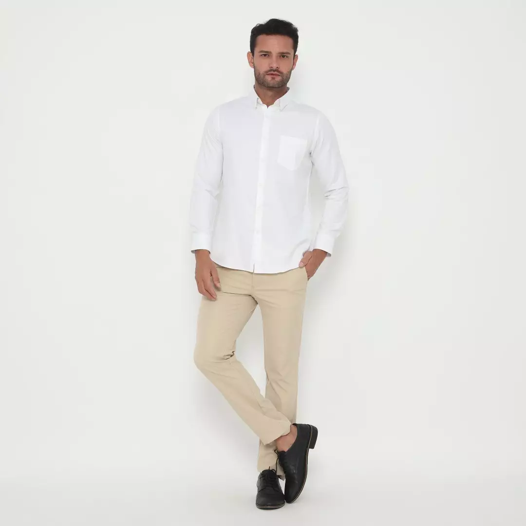 Jobb Evansville Kemeja Pria Lengan Panjang Slim Fit Putih Colour White