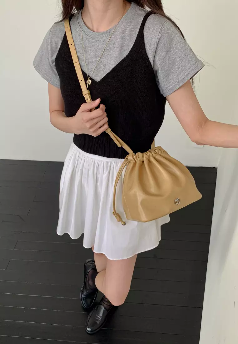 CHERRY Vegan Leather Crossbody Bag Yellow