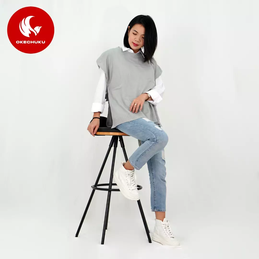 OKECHUKU Andien Knit Vest Korean Style Rompi Rajut Wanita Polos Vest Tali Outer Hijab