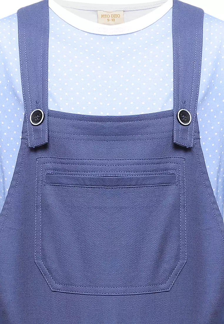 Pito Dito Girl Kharisma Overall Celana Panjang Anak Steel Blue - Size 4