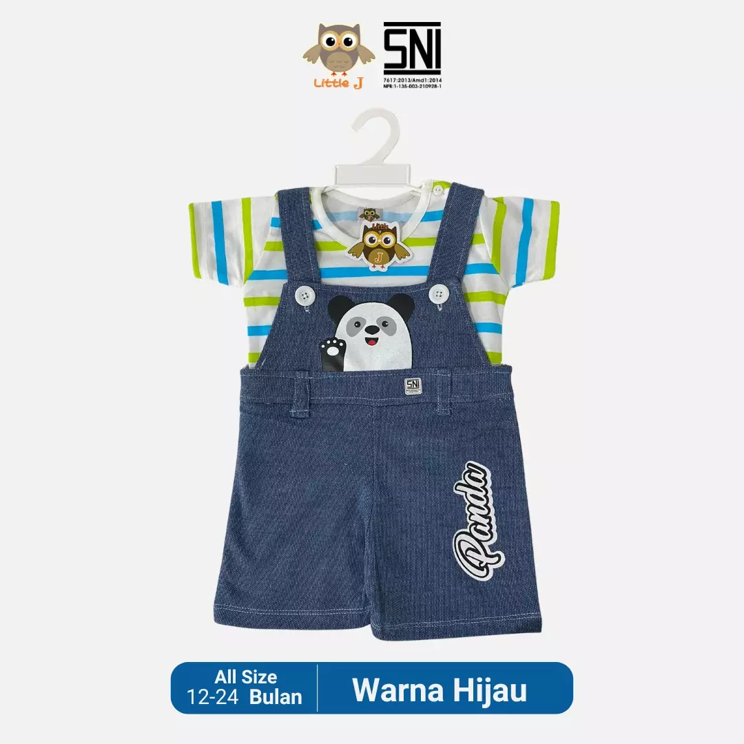 Little J - Denim and Bodysuit Set - Setelan Anak Laki Laki (Biru Kuning)