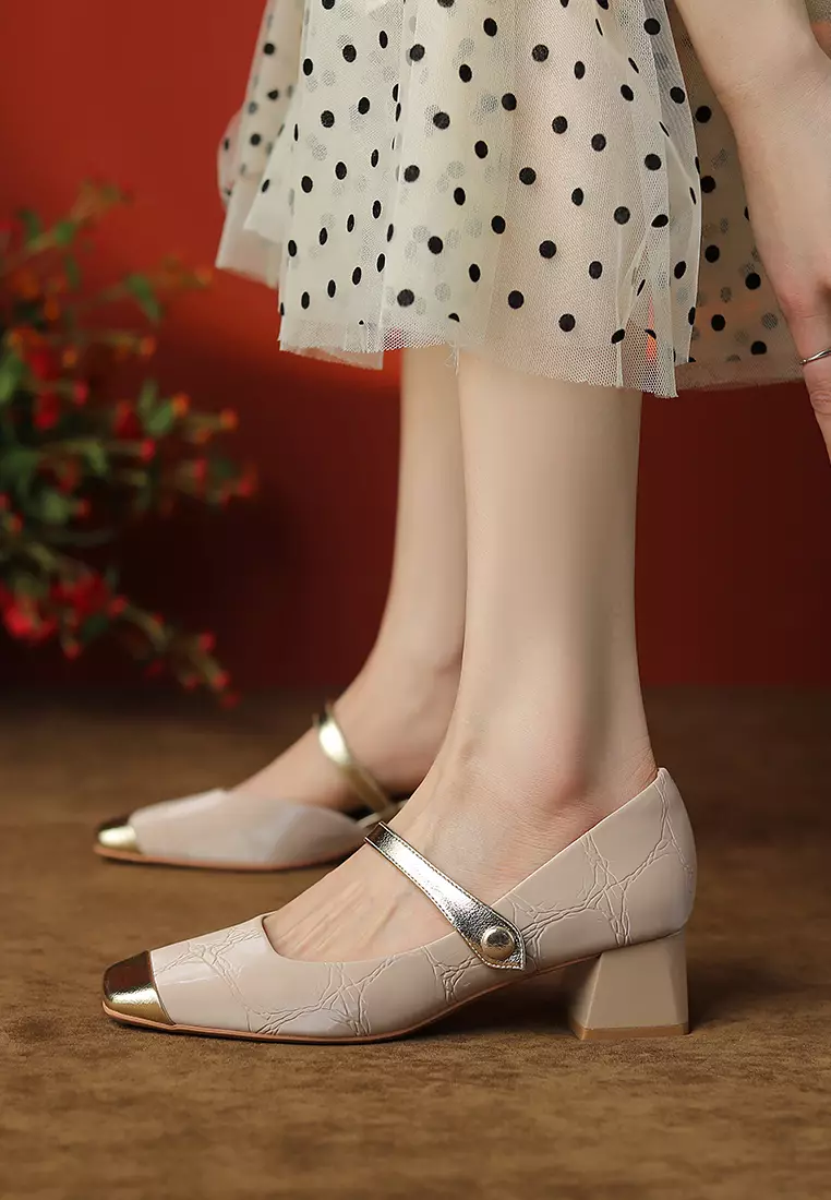 4.5CM Color Matching Mary Jane Shoes XJ3321-2
