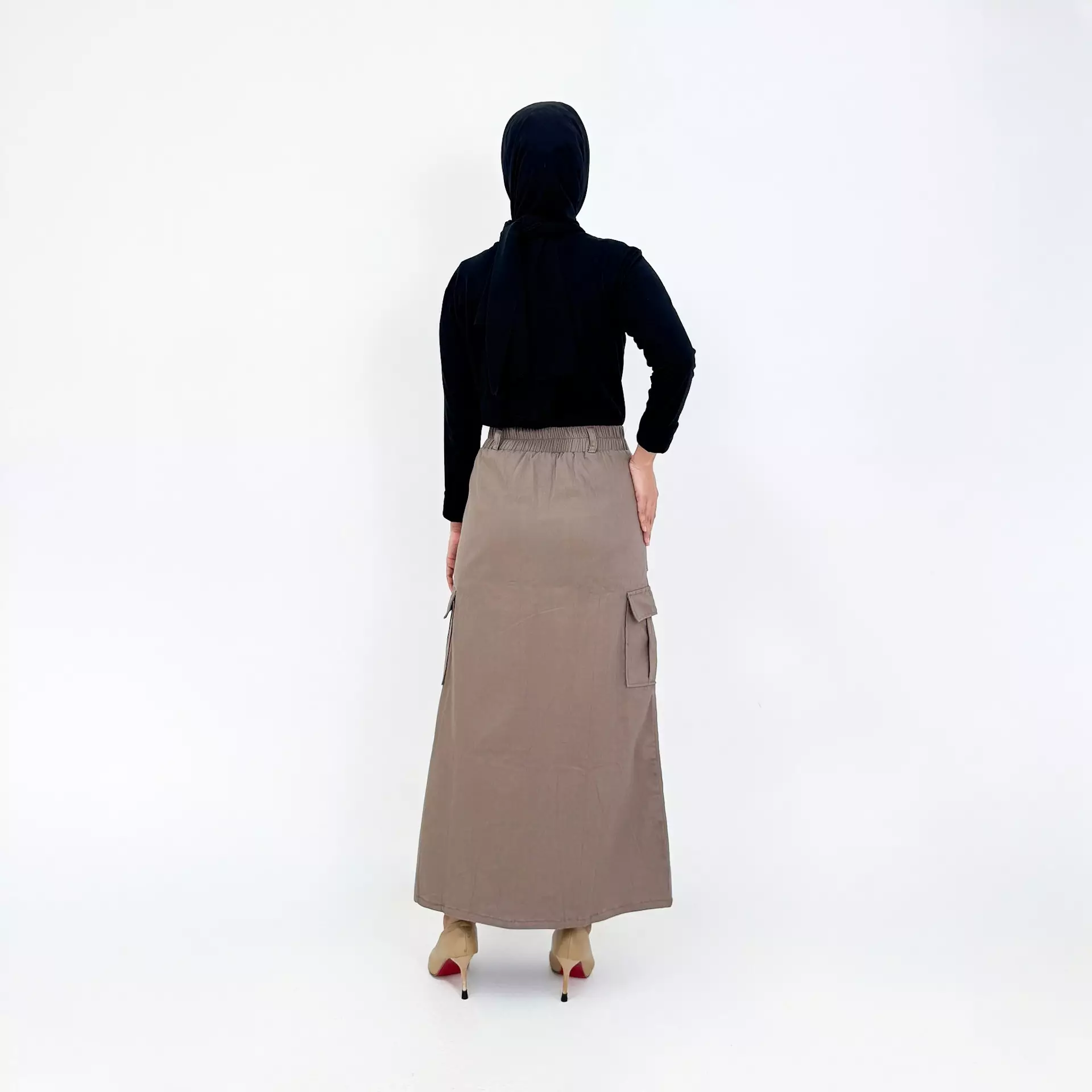 Rok Panjang Cargo Twill Keisha - COKLAT