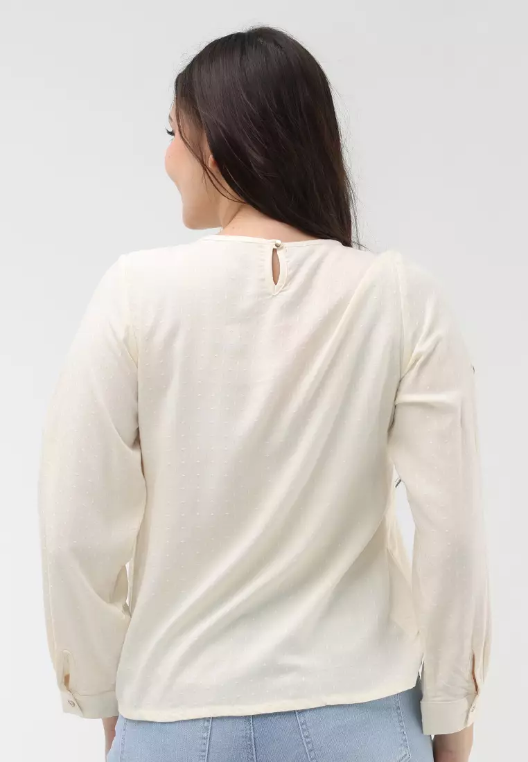 Textured Woven Long Sleeves Blouse