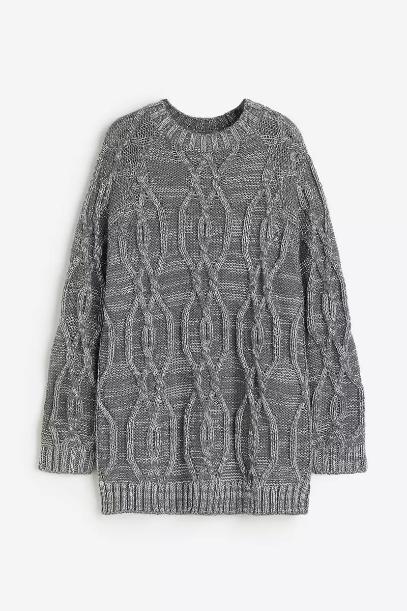 H&m Grey Fitted Jumper H&M Men Grey Solid Knitted Jumper