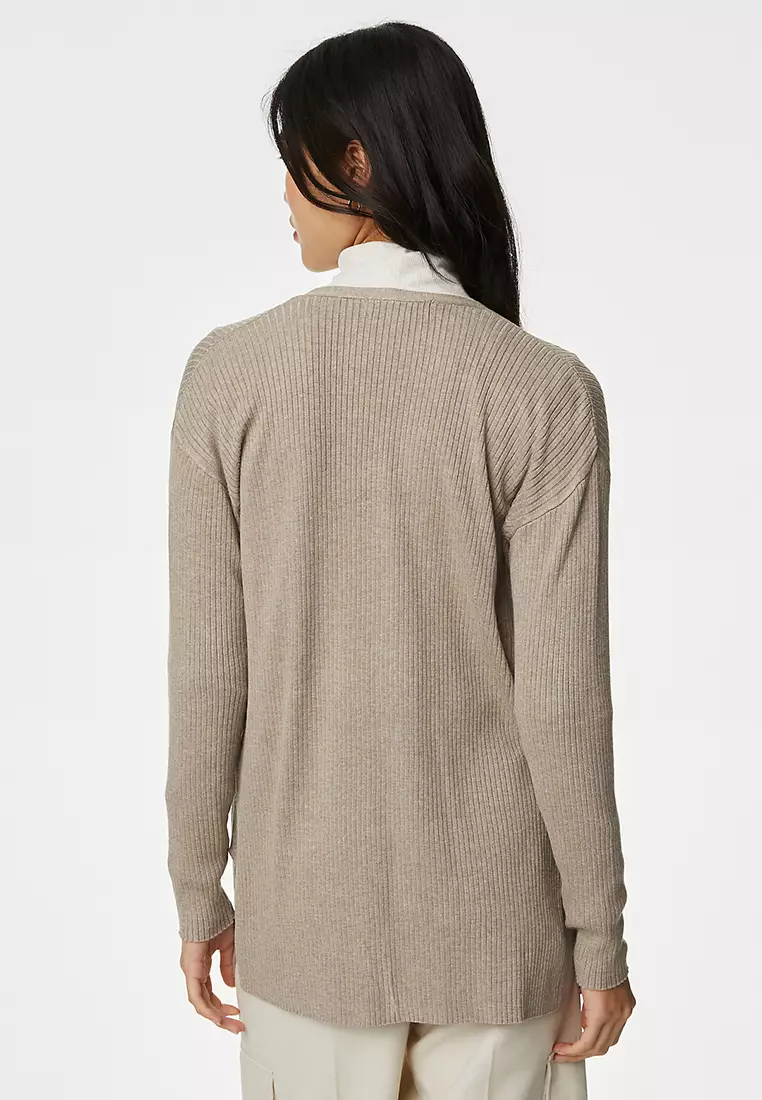 Ribbed Edge to Edge Longline Cardigan