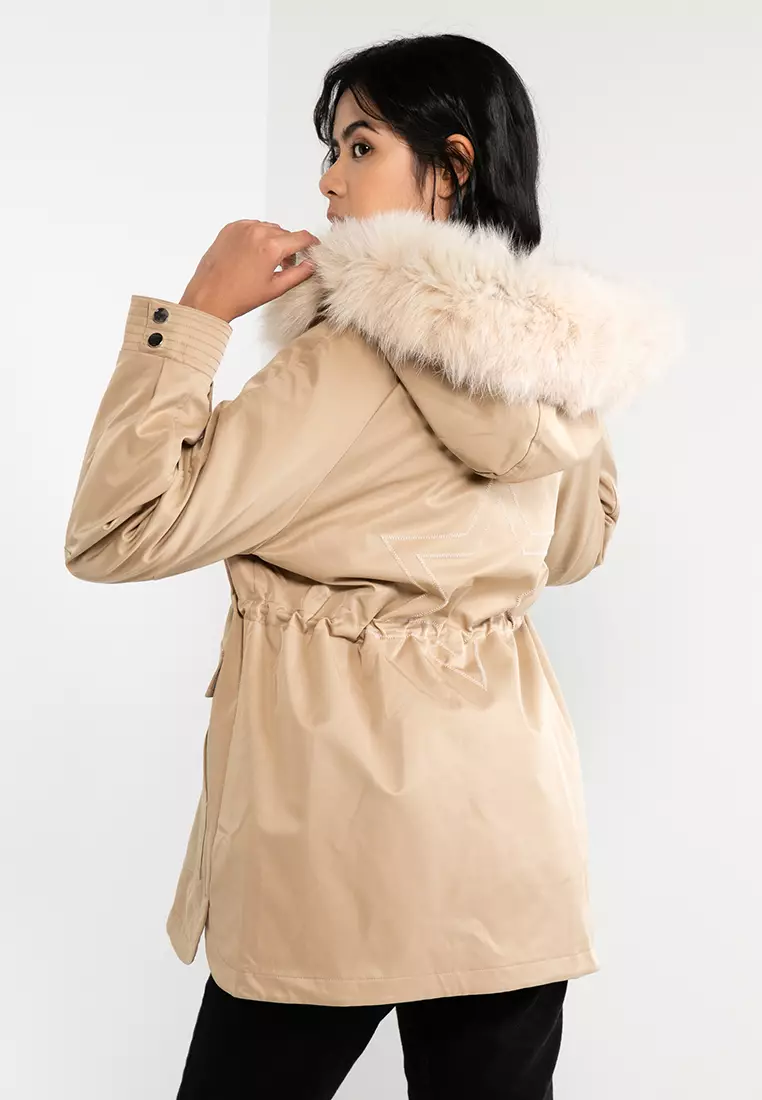 Buy Hopeshow Fur Collar Hooded Parka 2024 Online ZALORA Singapore