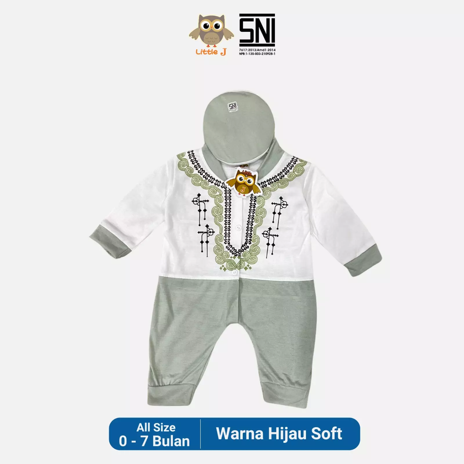 Little J - Koko Set + Peci (Baju Koko baby laki-laki beserta peci) Teracota