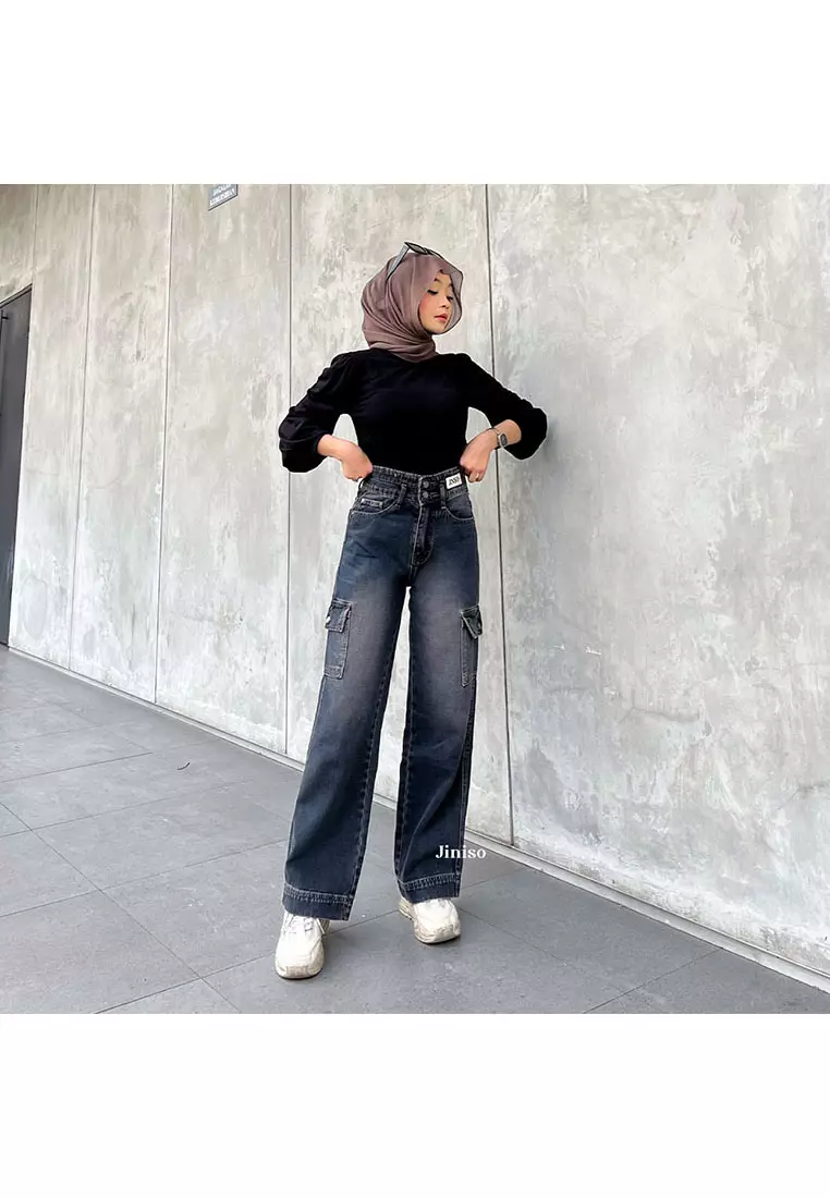 Highwaist Cargo Loose Jeans 463 FEARLESS