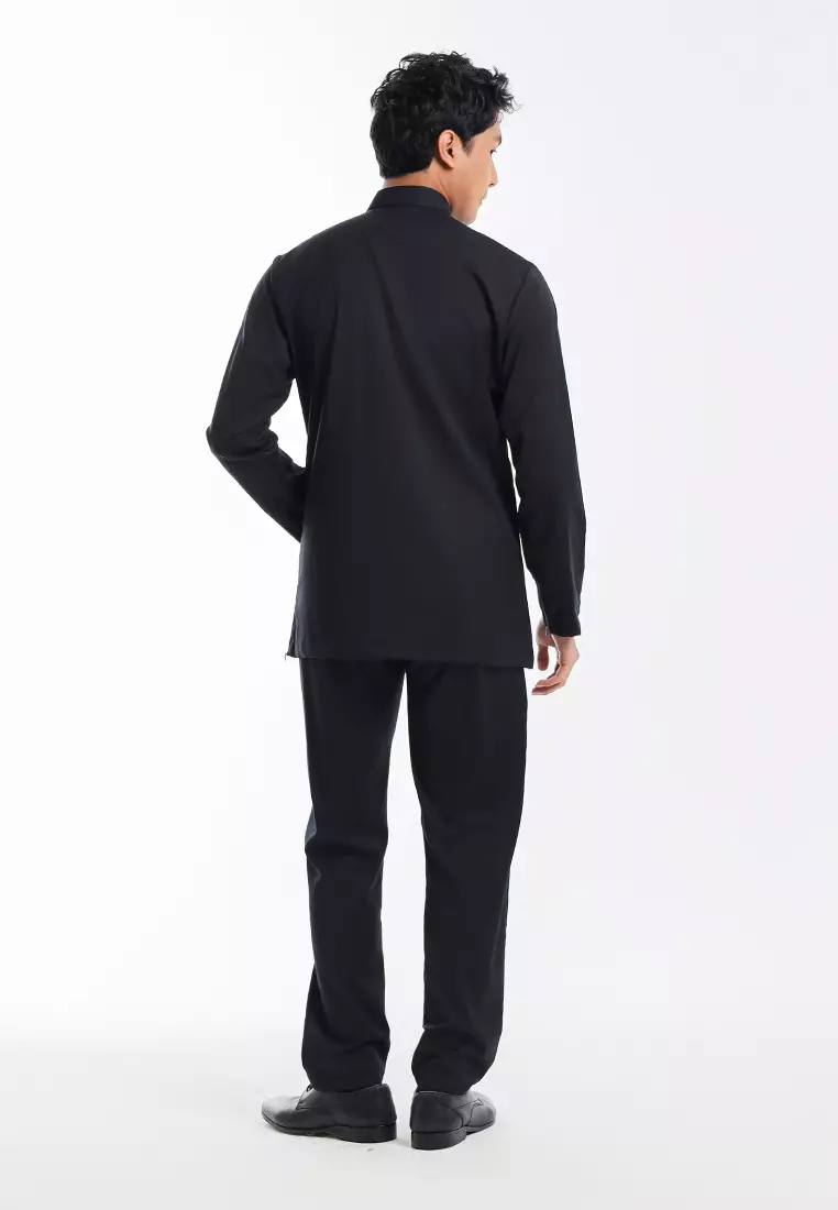 Forest x Hatta Dolmat Baju Melayu Cekak Musang Dewasa - BM24104-01Black