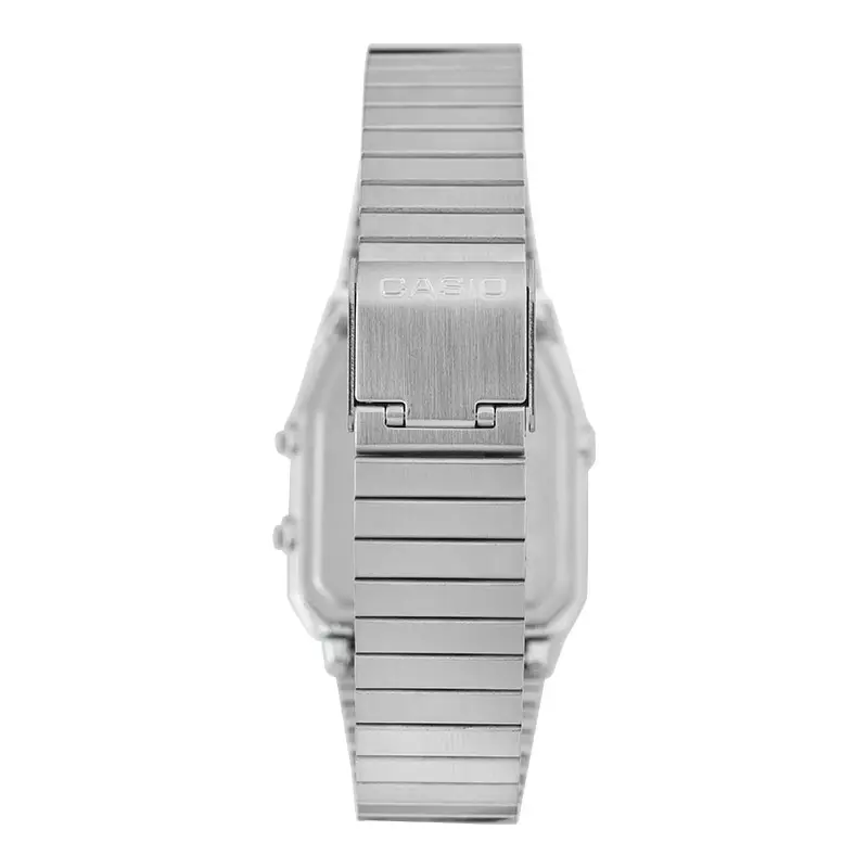 Jam Tangan Unisex Casio General AQ-800E-7A2DF AQ800 AQ-800E Vintage White Digital Analog Dial Stainless Steel Band