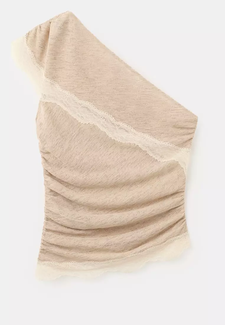 Lace Top with Asymmetrical Neckline