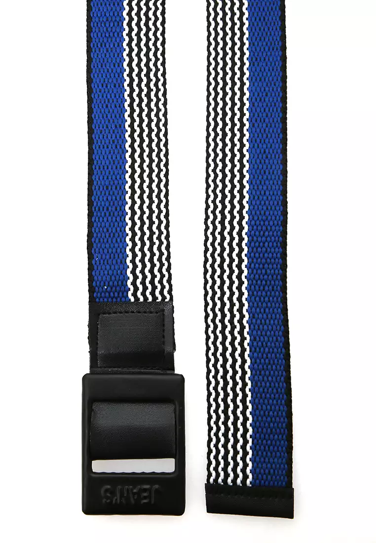 Bailey Ikat Pinggang Anak Pria Line Motive Casual Belt Material Cotton ORIGINAL - Blue