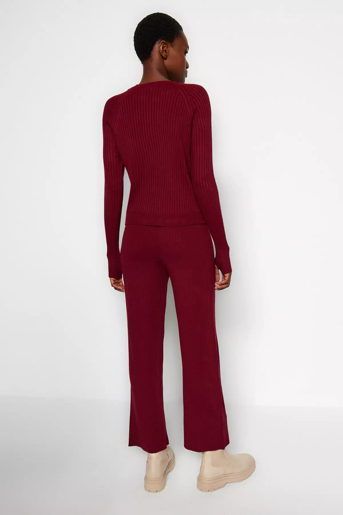 Ribbed Knitted Sweater and Pants Sets