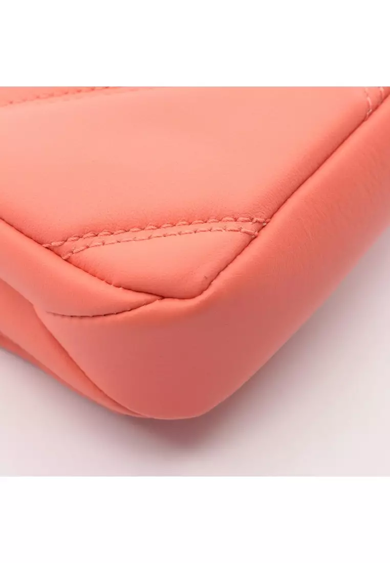 Pre-Loved Bvlgari serpenti cabochon micro chain shoulder bag leather Coral pink