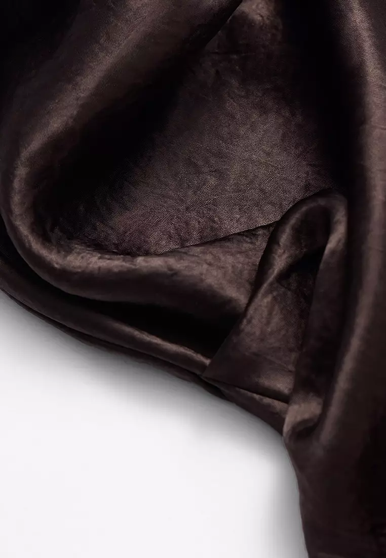 Draped Satin Midi Dress