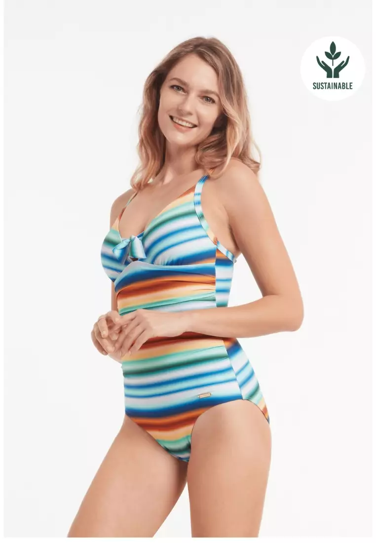 Sunset Paradiso Apricot Moulded Tie Front Onepiece