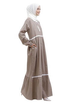 Fayrany beige Baju Gamis Motif Remaja dan Ibu Warna Khaky Sunflower FBG-WM-004 80FE1AAD2653F6GS