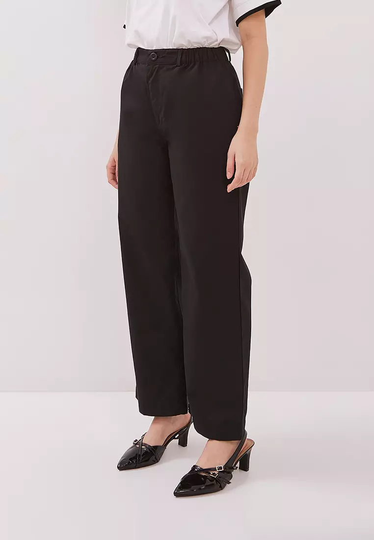 DUST Celana Straight Pants Aruni Hitam TENCEL™ Comfease (D.39135)