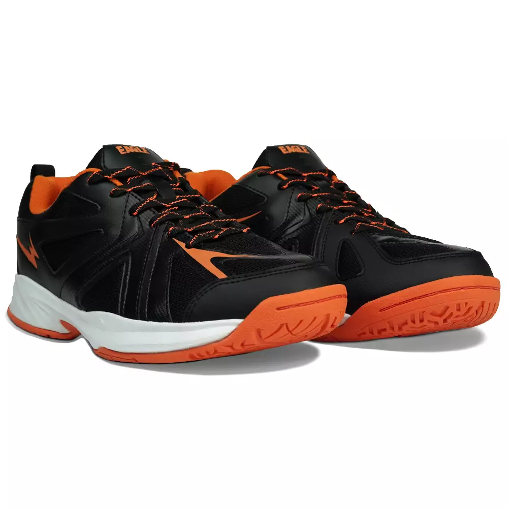 Eagle Sepatu Badminton Vanquish - HITAM/PUTIH/ORANYE