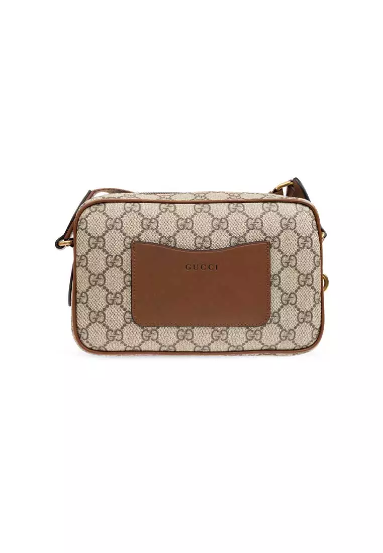 GG Supreme Canvas Unisex Mini Camera Crossbody Bag Brown 821216