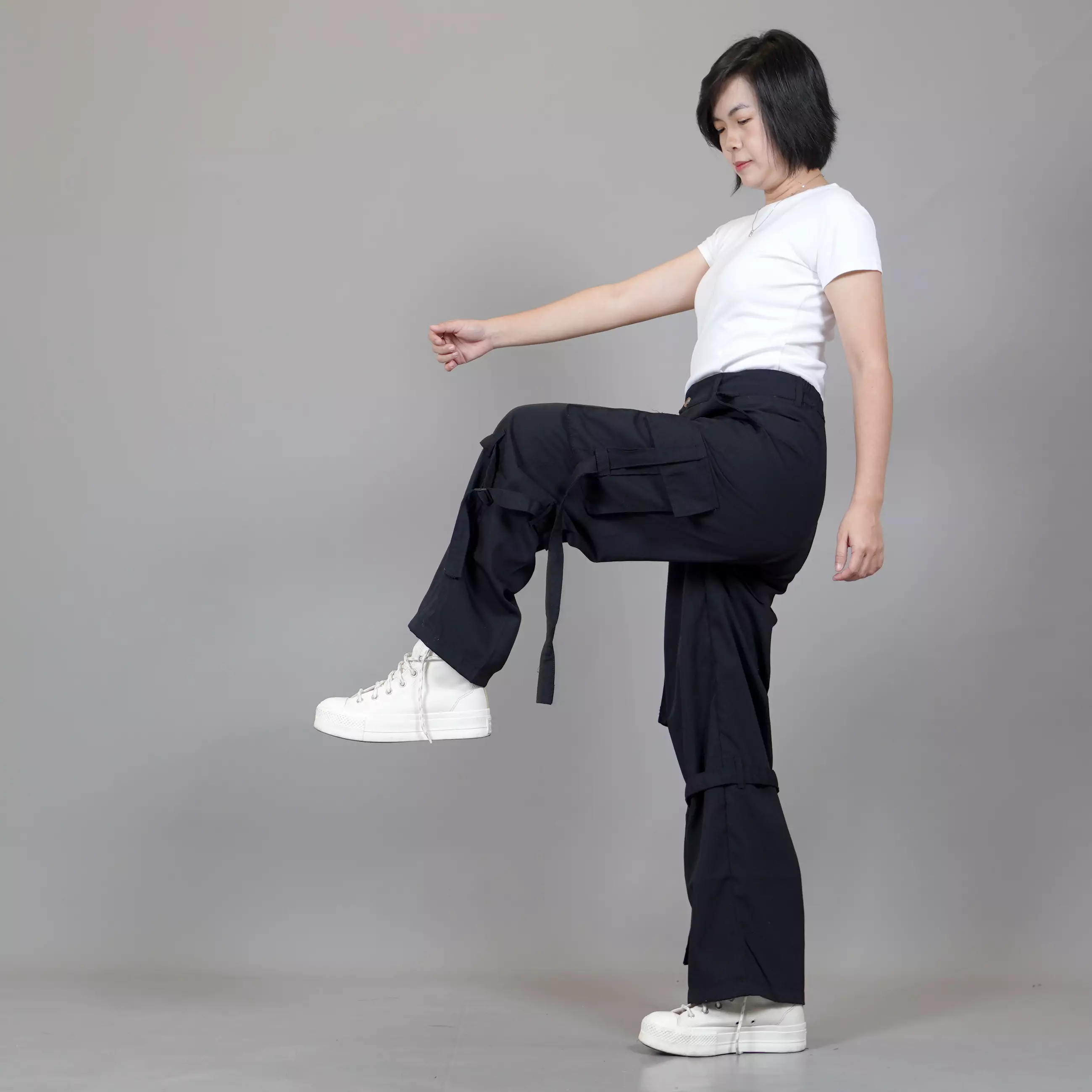  JEAN Celana Cargo Hitam Cargo Loose Pants Celana Cargo Loose Fit - HITAM