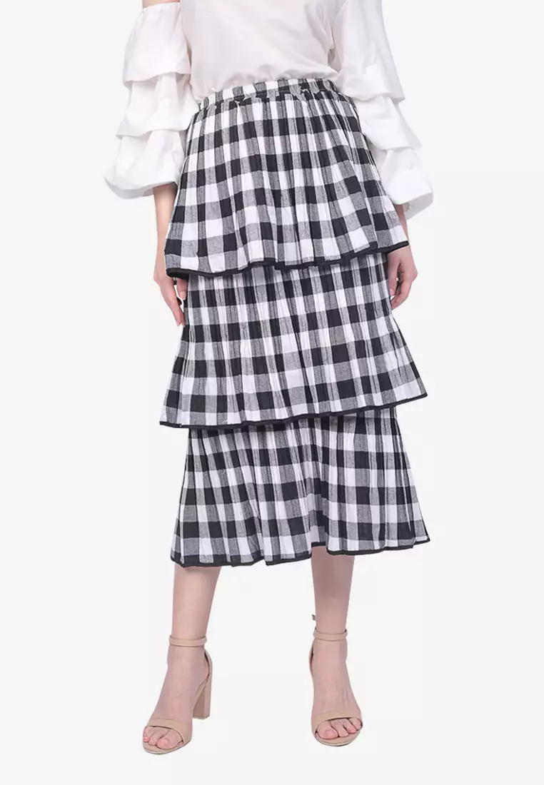 Tiered Checkered Skirt