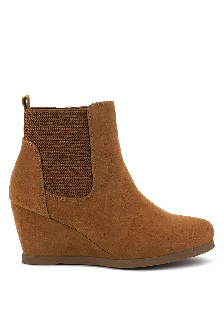 Discount on London Rag  shoes - SKU: Finn Wedge Ankle Heel Boots In Tan
