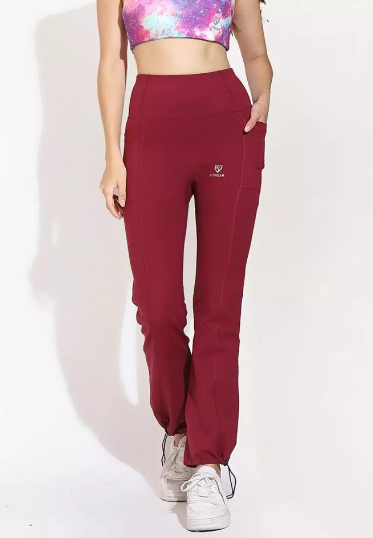 Fitwear - Legging Jogger Olahraga Wanita LINDA 2IN1 ANKLE SERUT - ROSE DRYFIT 2POCKET