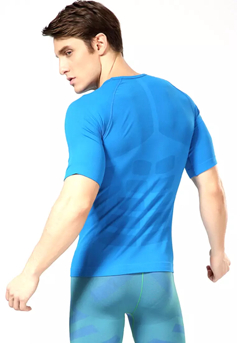 Crew Neck Warm Herren Dry Fit Sport Shirt L – Blue