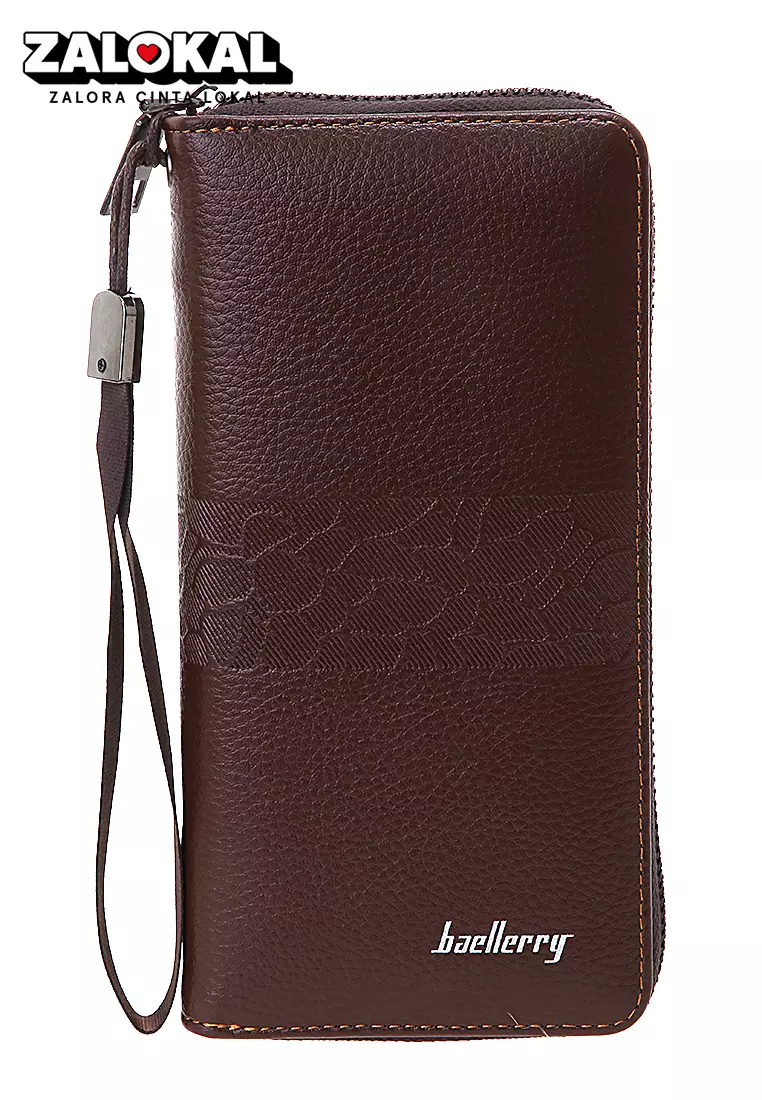 Dompet Pria Model Panjang List Motif Tengah Long Wallet Many Slot Material PU Leather ORIGINAL