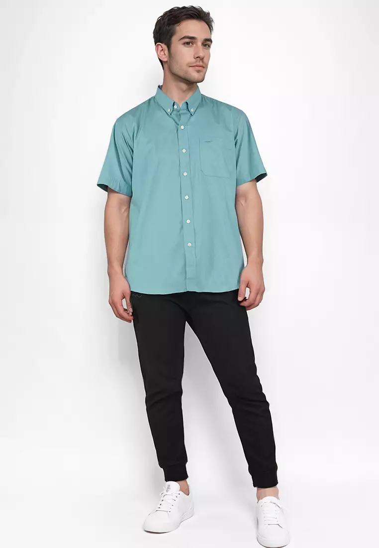 Crocodile MALE 0129 Green 26 - Men Shirt Kemeja Lengan Pendek - Relax Fit - Katun