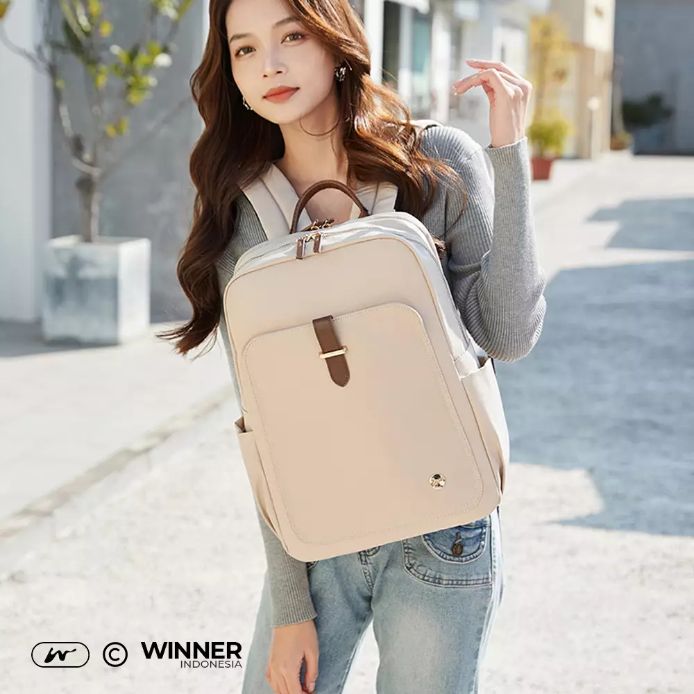 WINNER Tas Ransel Laptop 14 inch Premium Oxford Anti-Air Backpack Korean Style (T14-002) Warna Hitam-14-inch