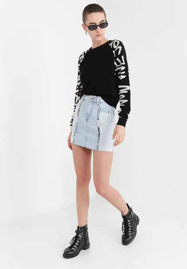 Tamara Denim Patchwork Mini Skirt