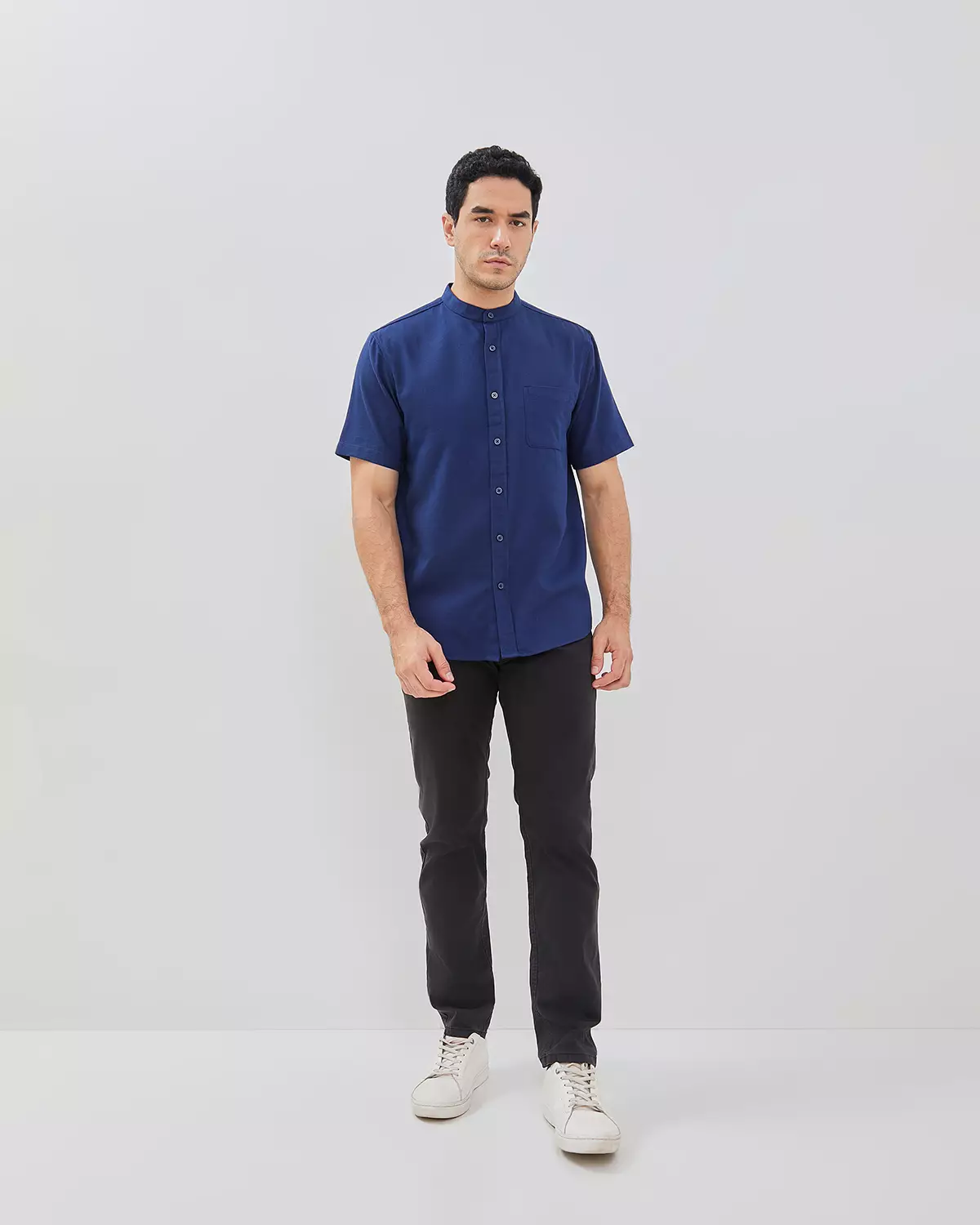 AMK Kemeja Koko Pria Lengan Pendek KK Sadam Ss Blue Depth