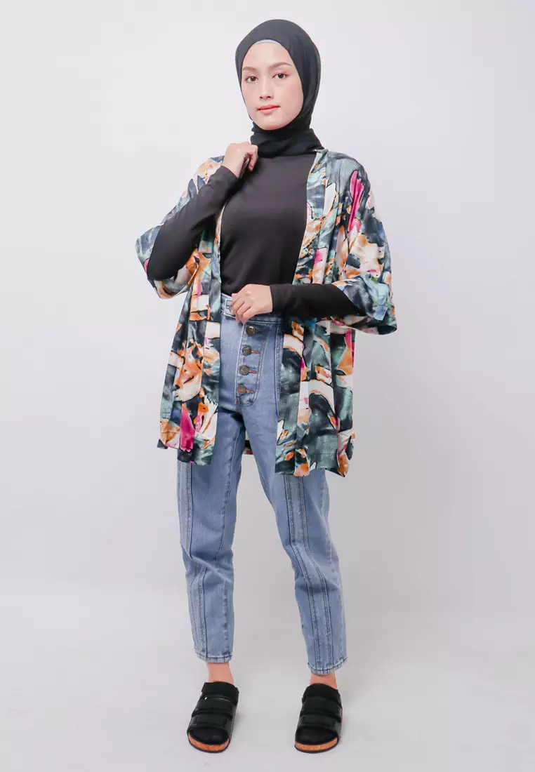 NTA88 KMN Kimono Outer Unisex Abstrak Tosca