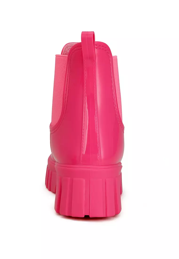 Chunky Chelsea Rain Boots In Fuchsia