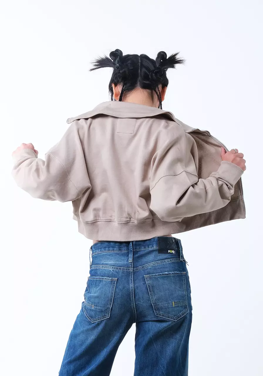 Jaket Wanita Cropped Mia Khaki